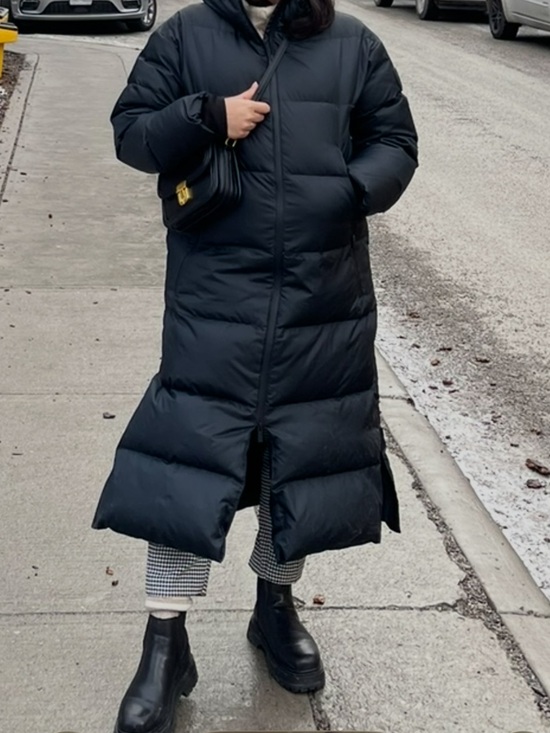 Marks & Spencer Jackets & Blazers - Long Black Puffer Coat with Hood